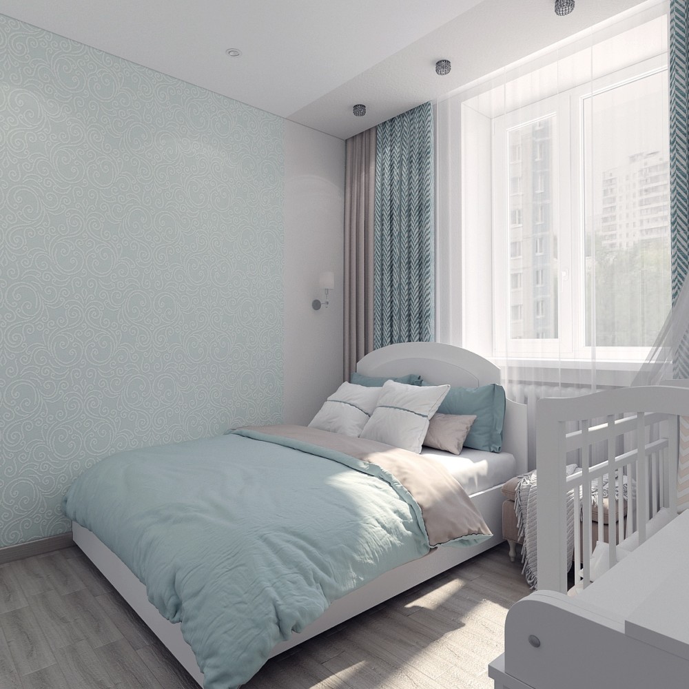 Спальня реальные фото квартир в сталинке с детской кроваткой